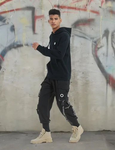 Vista 8 de Hello MrLin Pantalones deportivos para hombre, estilo punk, cargo, holgados, para hip hop, pantalones de harén, pantalones tácticos para atletismo