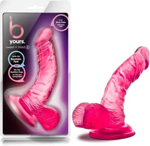 Vista 8 de Blush Novelties B Yours Sweet n' Hard 8 - Consolador curvo estimulante suave de 6 1/2 pulgadas, flexible, sin fragancia, sensación realista