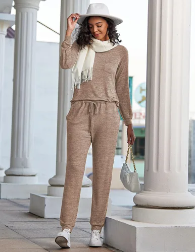 Vista 3 de Ekouaer Womens Pajamas Set Long Sleeve Loungewear Soft Lounge Set Joggers with Pockets