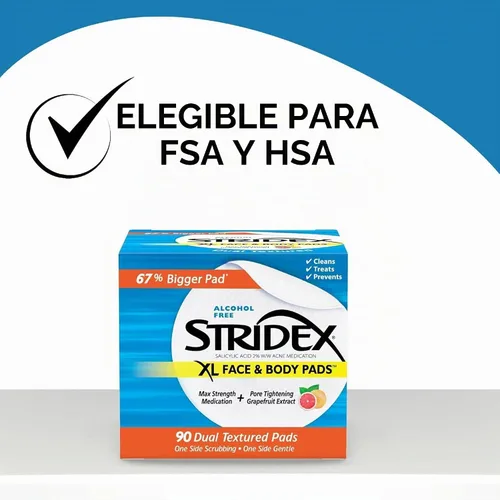 Vista 2 de Stridex Almohadillas faciales XL para el cuerpo, tratamiento exfoliante