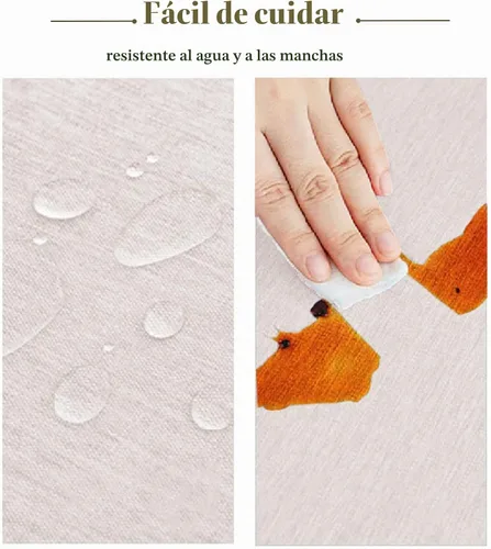 Vista 3 de Jeloris Mantel redondo impermeable a prueba de derrames, resistente a las manchas, sin arrugas, lavable, mantel decorativo de tela para cocina Beige