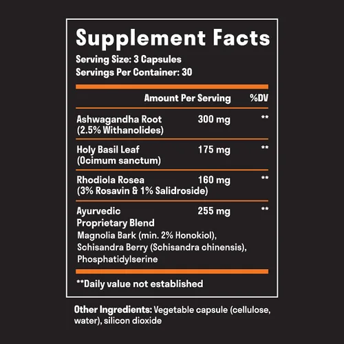 Vista 2 de Nuven Naturals Apoyo suprarrenal - Manager de cortisol y suplementos de apoyo suprarrenal con extracto de ashwagandha, Rhodiola Rosea, albahaca