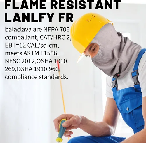 Vista 2 de FR Pasamontañas de soldadura 100% algodón máscara de cara completa HRC2 protector de cuello arco flash cabeza cubierta