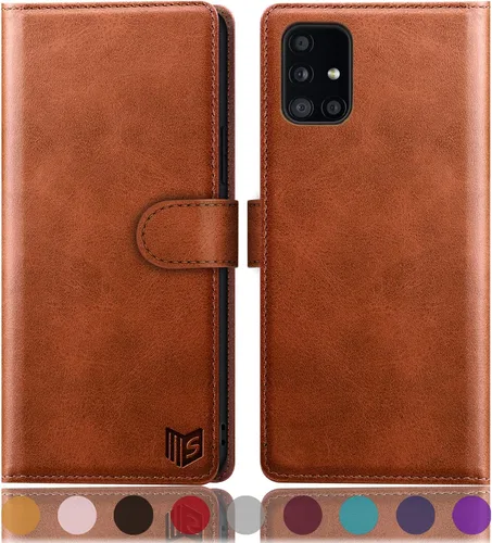 Vista 11 de SUANPOT Funda tipo cartera de cuero para Samsung Galaxy A71 5G (versión 4G) con tarjetero de crédito RFID con tapa para Samsung A71, funda para Negro