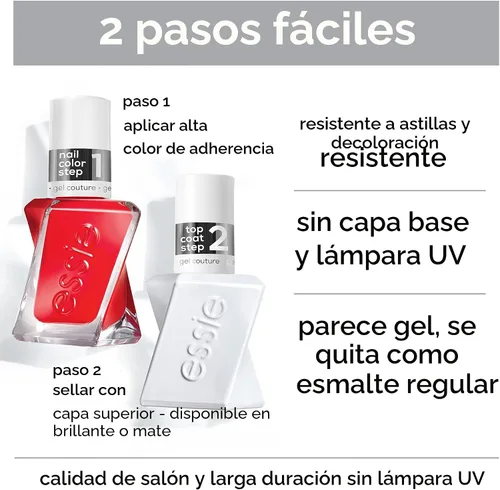 Vista 5 de essie Gel Couture - Capa superior con acabado de grado platino, 0.46 onzas (el embalaje puede variar) (paquete de 2)