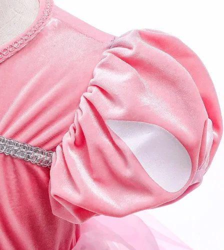 Vista 7 de 0-1NITIATION Disfraz de princesa rosa de Halloween para niñas, disfraz de Cenicienta, vestido de sirena para cumpleaños