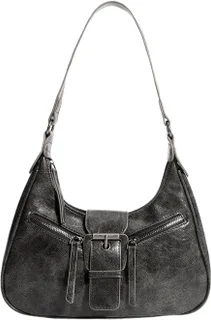 Verdusa Bolsos de hombro de cuero PU Hobo para mujer, con cremallera, estilo vintage