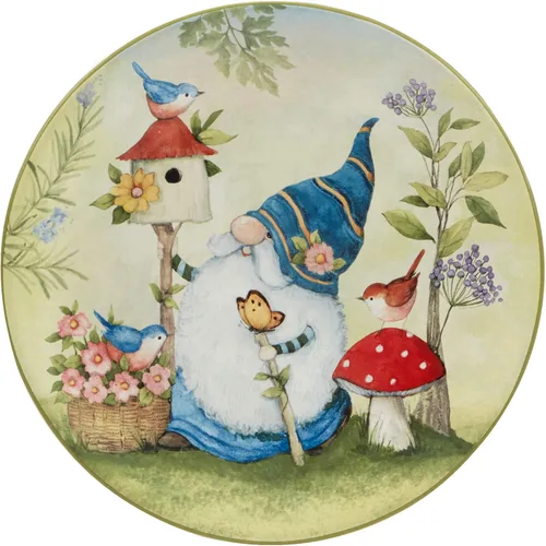 Vista 3 de Certified International Garden Gnomes - Platos de ensalada/postre de 9 pulgadas, multicolor, mediano, juego de 4
