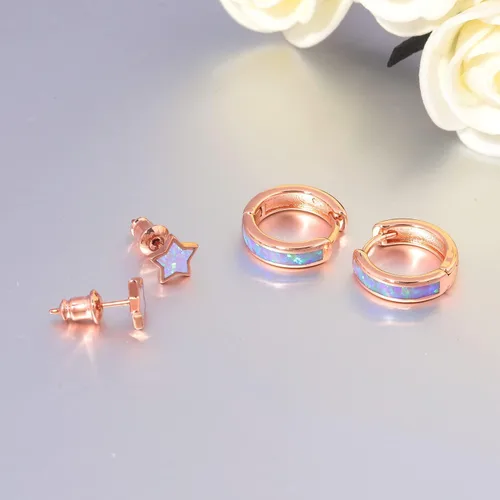Vista 227 de CiNily Aretes Huggie de ópalo con bisagras, chapados en oro, hipoalergénicos, pequeños aretes de aro para mujeres, adolescentes, niñas, hombres