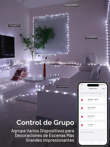 Vista 6 de BrizLabs Luces de hadas inteligentes que cambian de color, 33 pies 100 LED