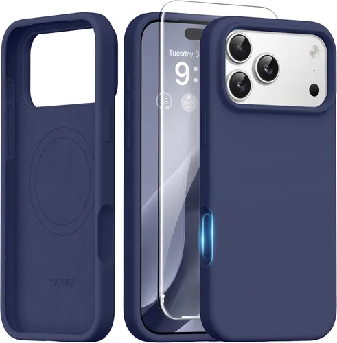 Vista 70 de GONEZ Funda magnética para iPhone 14, compatible con Magsafe, con protector de pantalla + protector de cámara, forro de microfibra antiarañazos