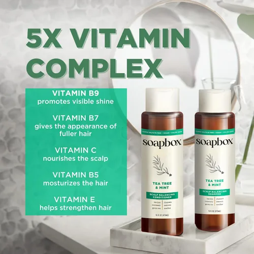Vista 6 de Soapbox Champú de Árbol de Té, Libre de Sulfatos Agresivos, Sin Parabenos, Sin Siliconas, Seguro para el Color y Champú Vegano para el Cabello