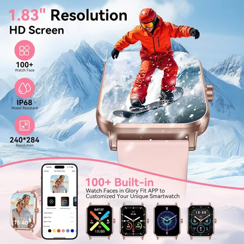 Vista 2 de Reloj inteligente para hombres/mujeres, Android e iOS, pantalla táctil HD de 1.83 pulgadas, reloj de fitness con llamadas Bluetooth estables