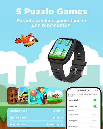 Vista 6 de BIGGERFIVE Reloj inteligente para niños, reloj de seguimiento de actividad física de 1.8", podómetro, frecuencia cardíaca, IP68 resistente al agua