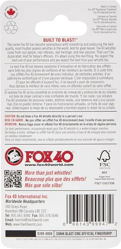 Vista 4 de Fox 40 Sonik Blast CMG – Silbato sin bolilla con agarre para dedos, color negro
