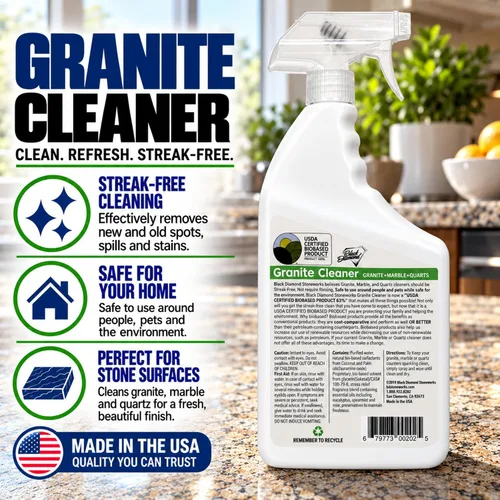 Vista 8 de Black Diamond Stoneworks Limpiador de Encimeras de Granito: Certificado BIOBASED por USDA - Seguro para encimeras de granito y otras piedras.