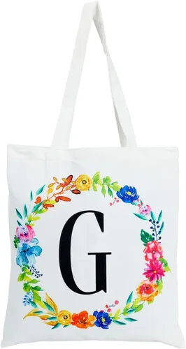 Vista 5 de Juego de 2 bolsas reutilizables personalizadas con monograma para mujer, diseño floral (29 pulgadas)