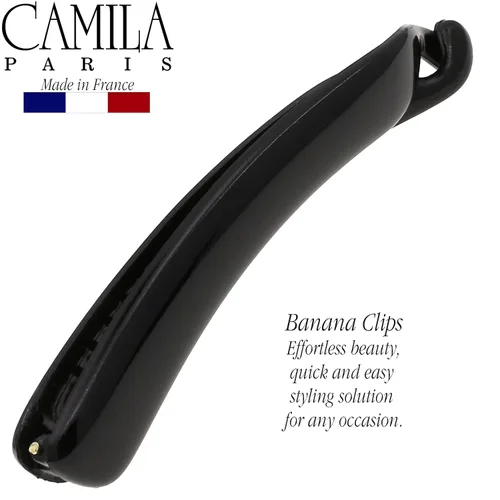 Vista 4 de Camila Paris NV134 - Pinza para cabello francés, soporte flexible para cola de caballo clásico para niñas, peine de plátano entrelazado Negro