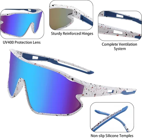 Vista 4 de FEISEDY Gafas de sol unisex para jóvenes, gafas de sol de béisbol y tenis, UV400 deportivas para niños y niñas, pantallas de ciclismo B4064
