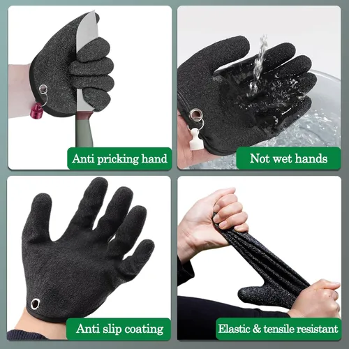 Vista 5 de Zoranala 2 guantes de pesca para hombre con liberación magnética, guantes de pesca antideslizantes profesionales, guantes de pesca a prueba