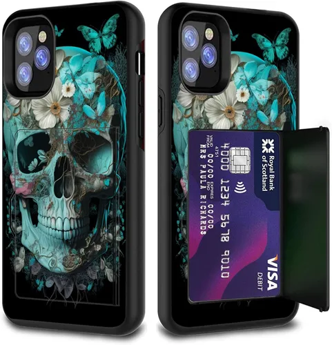 Vista 82 de Funda para tarjetas de crédito, doble capa híbrida a prueba de golpes, protección contra caídas con función atril para iPhone 17 de 6.3 pulgadas