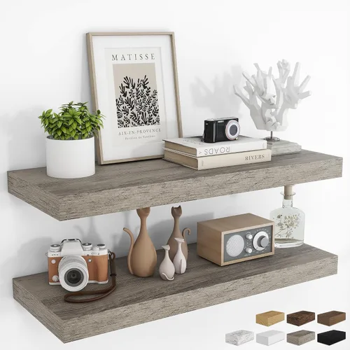 Vista 84 de RICHFOCUS Estantes flotantes de 8 pulgadas para estantes cuadrados de pared para dormitorio, cocina, baño, estante flotante de madera rústica