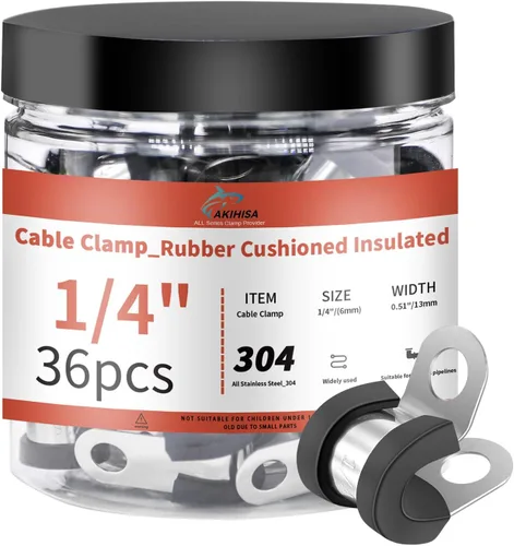 Vista 15 de AKIHISA 12 piezas de abrazaderas de cable de 1-1/2 pulgadas, abrazaderas de conducto de acero inoxidable 304, para cable, tubo, manguera, línea