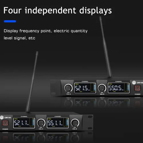 Vista 2 de W IN-MIX Sistema de micrófono inalámbrico UHF de 4 canales con auriculares