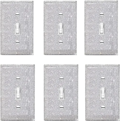 Vista 8 de 1 PC Placa de Pared de Diamantes de Imitación Plateados Brillantes Cubierta de Interruptor de Luz Cubiertas de Interruptor Placas de Pared Diamantes