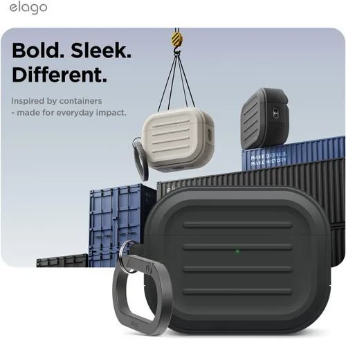 Vista 3 de elago Armor Case Compatible con AirPods Pro 3 Case - Mosquetón incluido, compatible con carga inalámbrica, resistente a golpes, protección completa