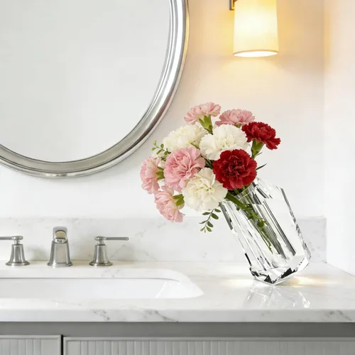 Vista 7 de Jarrón de flores, jarrón de cristal moderno transparente de alta calidad, centro de mesa de aniversario, hecho para mesa, decoración del hogar, boda