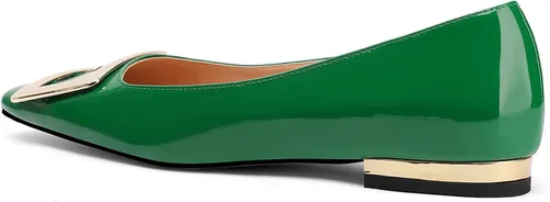 Vista 4 de Zapatos planos con punta cuadrada y hebilla de metal dorado para mujer