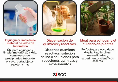 Vista 6 de EISCO Botella de lavado, 8.5 fl oz - Polietileno - Translúcido, irrompible - Tapa de rosca con boquilla de plumón para dispensar laboratorios