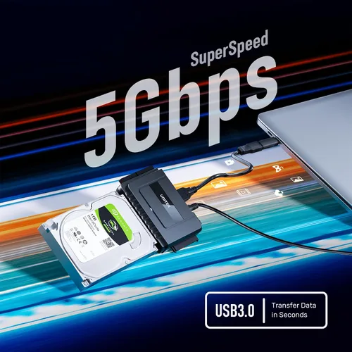 Vista 5 de Unitek Adaptador USB C a SATA IDE – Kit de convertidor de adaptador de disco duro externo para disco duro universal de 2.5/3.5 pulgadas HDD/SSD