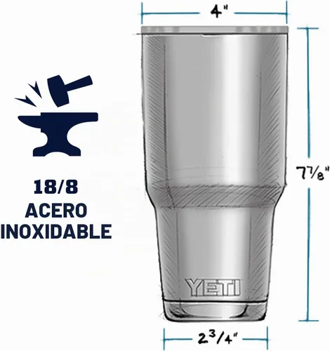 Vista 2 de YETI Rambler - Vaso de 30 oz, acero inoxidable, aislado al vacío con tapa MagSlider, color carmesí Amarillo