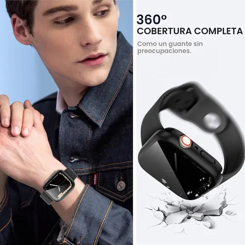 Vista 5 de Tensea - Funda protectora de pantalla para Apple Watch SE 3/SE 2/SE/6/5/4 de 1.575 in Negro mate