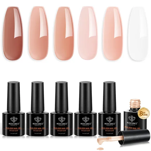 Vista 19 de modelones Juego de Base y Capa Superior para Esmalte de Uñas en Gel, 3 Piezas Base de Goma y Capa Superior de Gel Transparente Brillante y Mate a