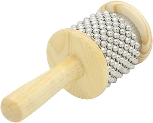 Vista 5 de Instrumento de madera de la percusión de la coctelera de la mano del estallido de Cabasa con los granos del metal