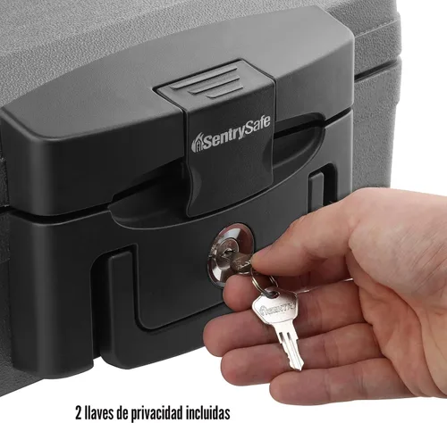 Vista 7 de Caja impermeable ignífuga SentrySafe H0100 con cerradura de llave, 0.17 pies cúbicos, negro
