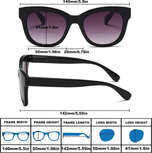 Vista 7 de Gafas de sol bifocales para mujer, lentes de sol de lectura, paquete de 3 lentes de sol UV400 con bisagra de resorte +1.0 3 Mezcla