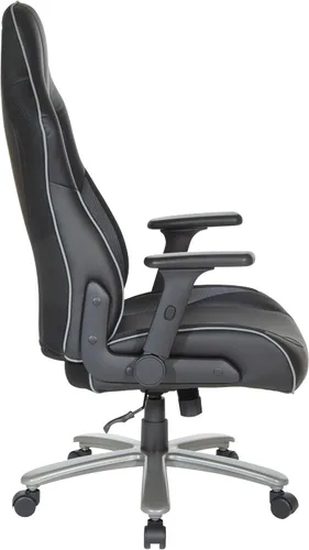 Vista 7 de OSP Home Furnishings Serie ECH - Silla de juegos de cuero regenerado grande y alta para hasta 350 libras con brazos abatibles ajustables en altura