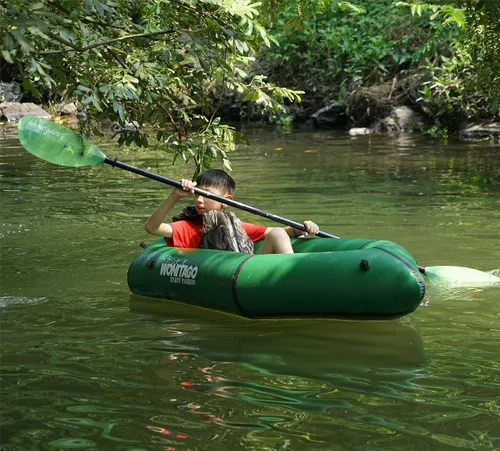 Vista 7 de Inflatable Lightweight TPU PackRaft Eco-Friendly White Water Rafting Micro Inflatable Kayak Canoe Carry Bag Included