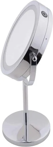 Vista 6 de Espejo de baño con luces LED iluminado para maquillaje, espejo de tocador de dos caras con aumento normal y 7X, 2 en 1