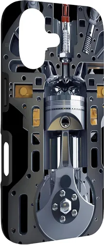 Vista 3 de Mecánico Motor Metal Pistón Cilindros Metal PC Case para iPhone 17