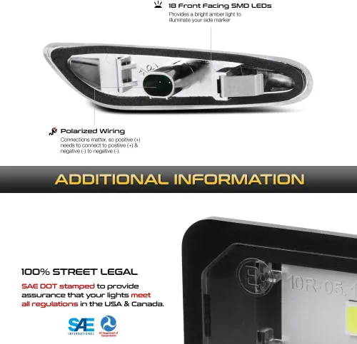 Vista 5 de VIPMOTOZ Cromo completo LED tira lateral marcador luz delantera guardabarros intermitentes montaje montaje par para BMW E82 E88 E90 E91 E92 E93 E60