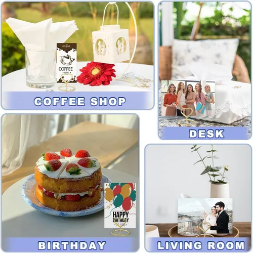 Vista 7 de ELANE 20 soportes para tarjetas de lugar para bodas, soportes para números de mesa de boda, tarjeteros para mesa, tarjetero de mesa (corazón)