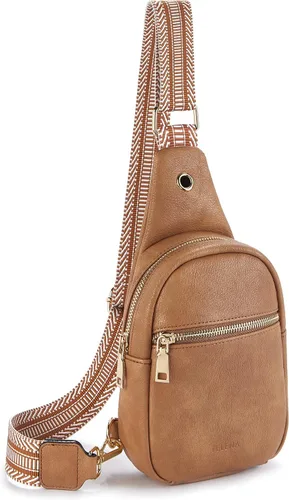 Vista 78 de Telena Riñonera pequeña para mujer, de cuero, cangureras, bolsa de pecho para mujer