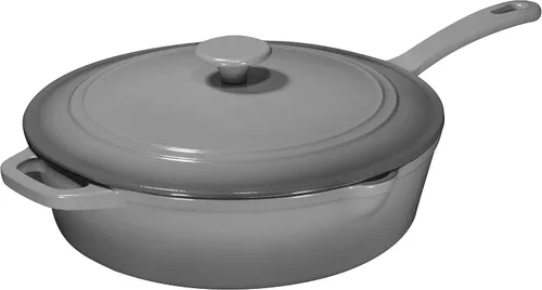 Vista 12 de Bruntmor Sartén de hierro fundido pre-sazonado de 5 cuartos de galón con tapa, sartén de hierro fundido de 5 cuartos de galón, juego de sartenes