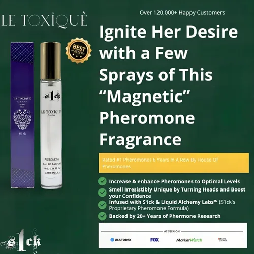 Vista 2 de S1CK Le Toxique - Colonia con infusión de feromonas para hombres, feromonas crudas, atracción de colonia, espray duradero, hecho en Estados Unidos