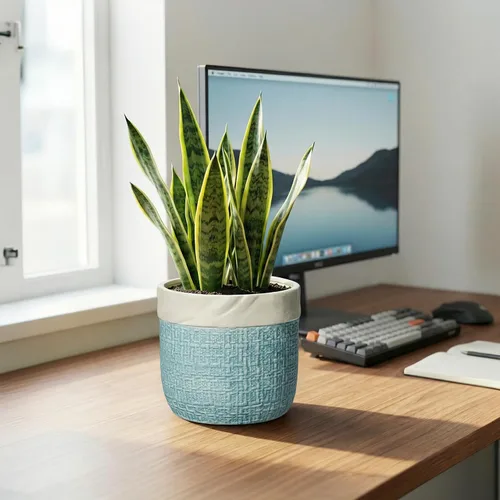 Vista 6 de Macetas de cerámica para plantas, maceta de 6 pulgadas para plantas suculentas de interior, macetas redondas con orificio de drenaje, macetas Azul